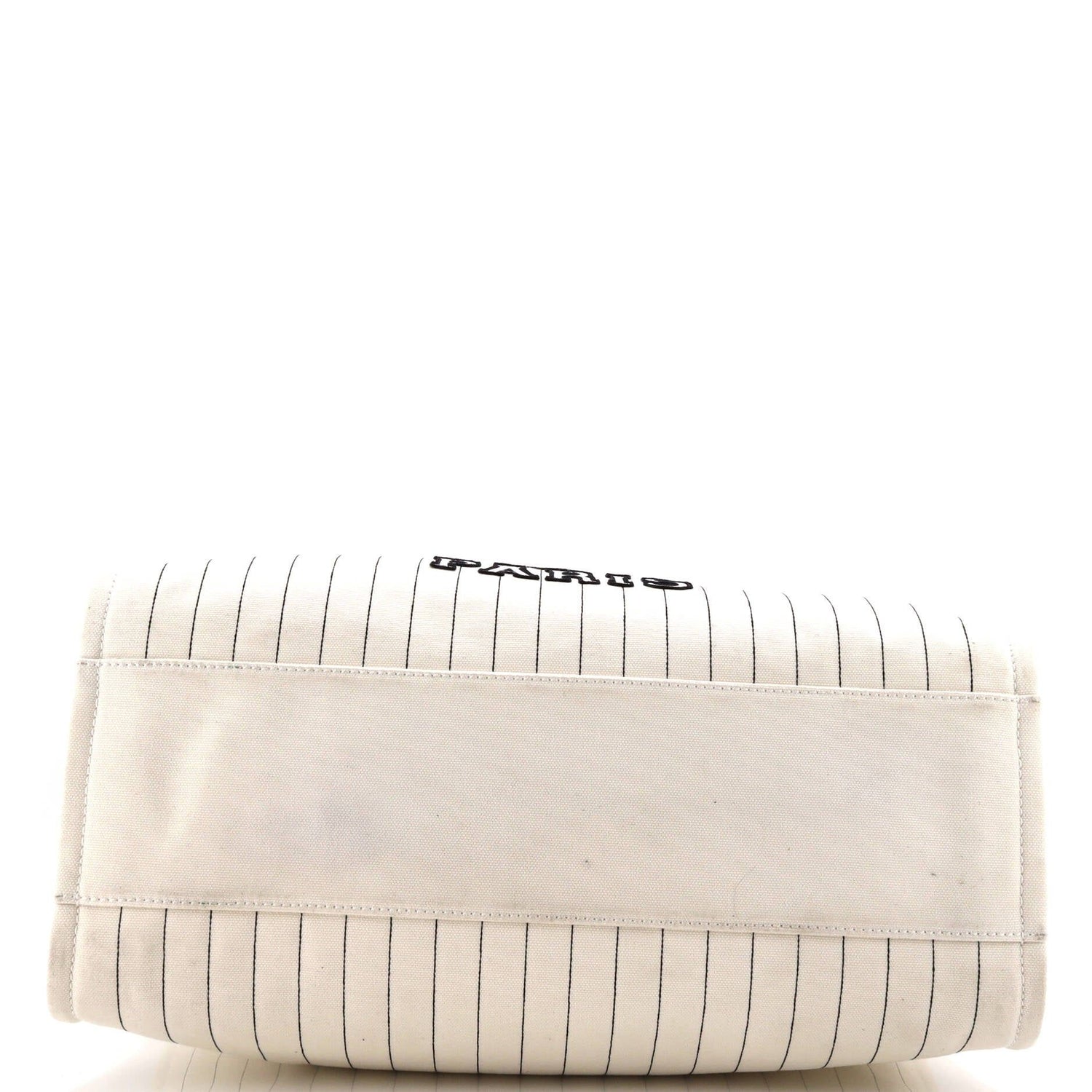 Chanel Deauville Tote Pinstripe Cotton Medium