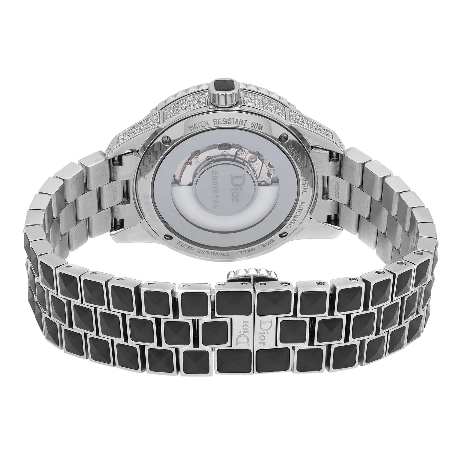 Dior Christal 33mm Steel Ceramic Diamond Black Dial Automatic Watch CD113513M001