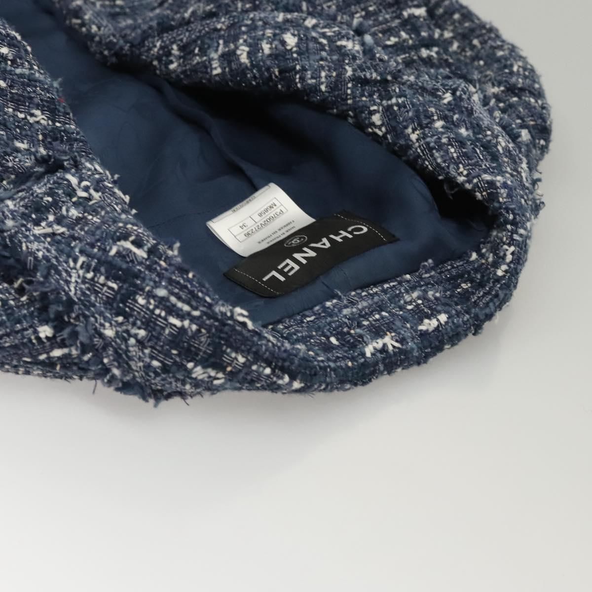 Chanel Jacket 34 Jacket Tweed 34 Blue Cc Auth