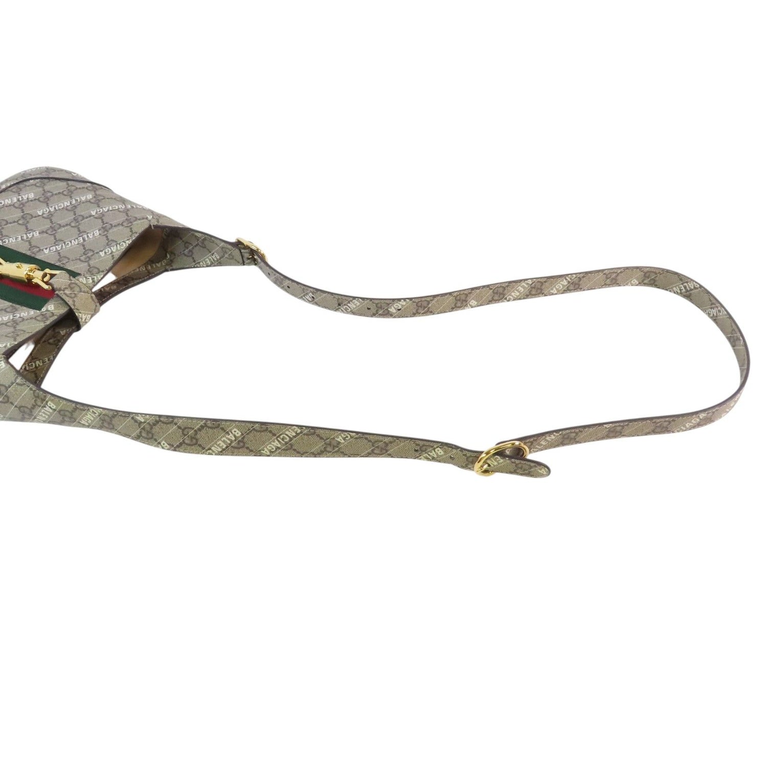 Gucci Painted Canvas Guccix Baleniaga Jackie 1961 Gold Handmade Shoulder And Back Bag 2way Shoulder Bag Brown Pvc Coated