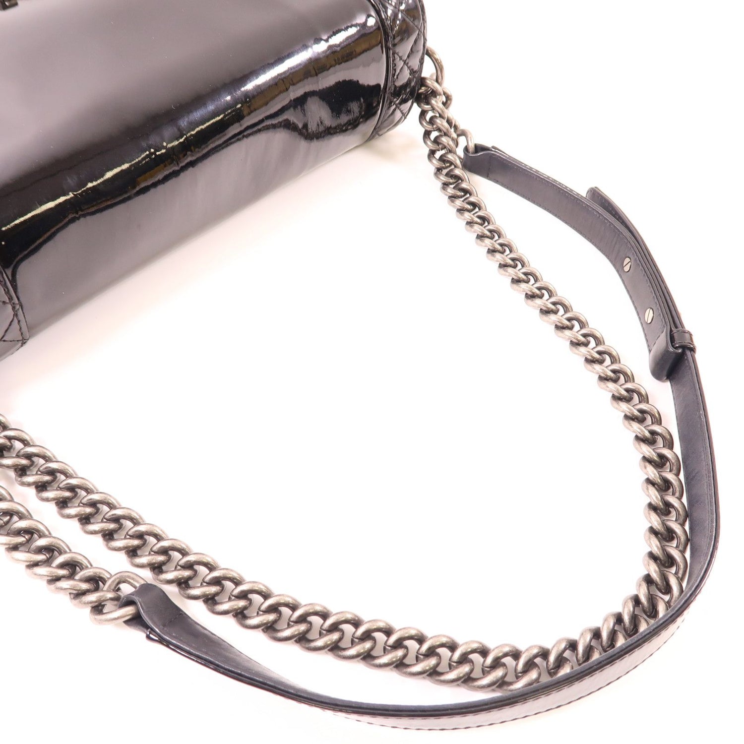 Chanel Black Lacquered Boy 11 Crossbody Bag Patent Leather