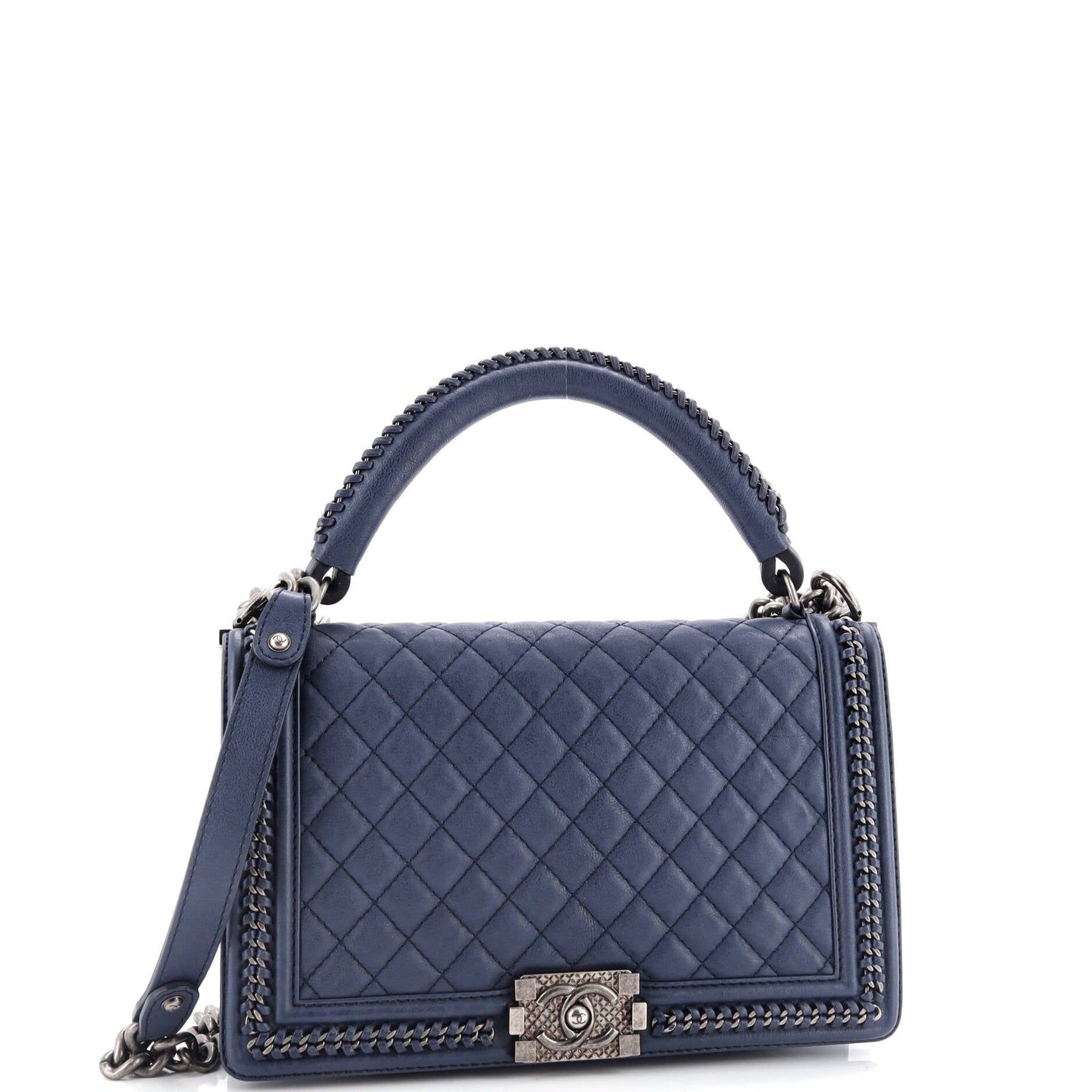 Chanel Chain Handle Boy Flap Bag Quilted Calfskin New Medium