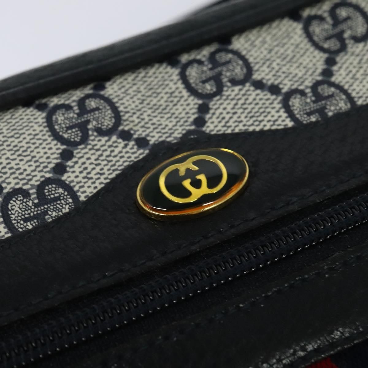Gucci Gg Supreme Sherry Line Shoulder Bag Pvc Navy Gold 98 02 004 Auth