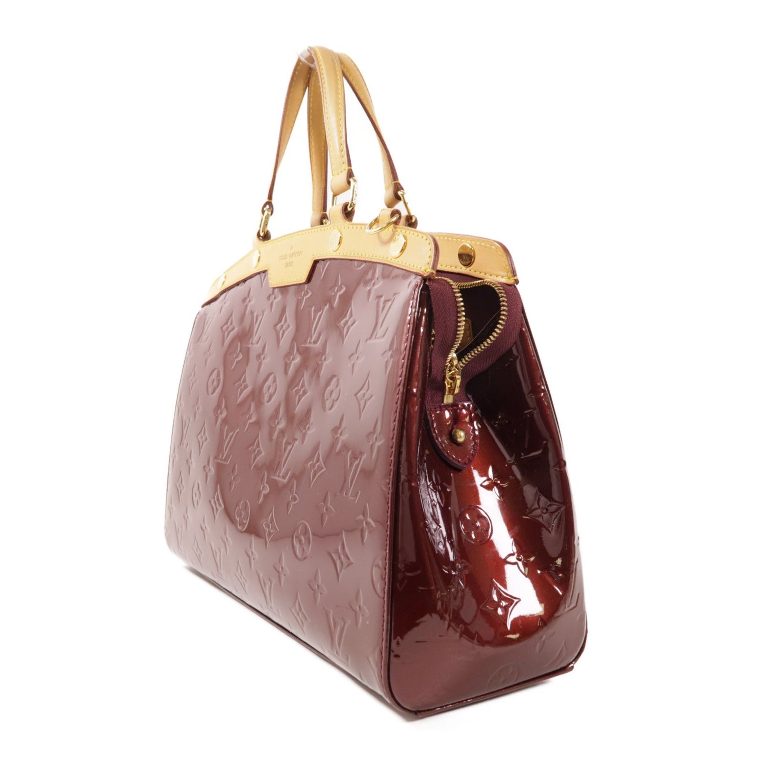Louis Vuitton Vernis Brea Mm Hand-milled Bag For Shoulder And Back Red/rouge Fauviste Red Wine 2way Shoulder Bag M 91690