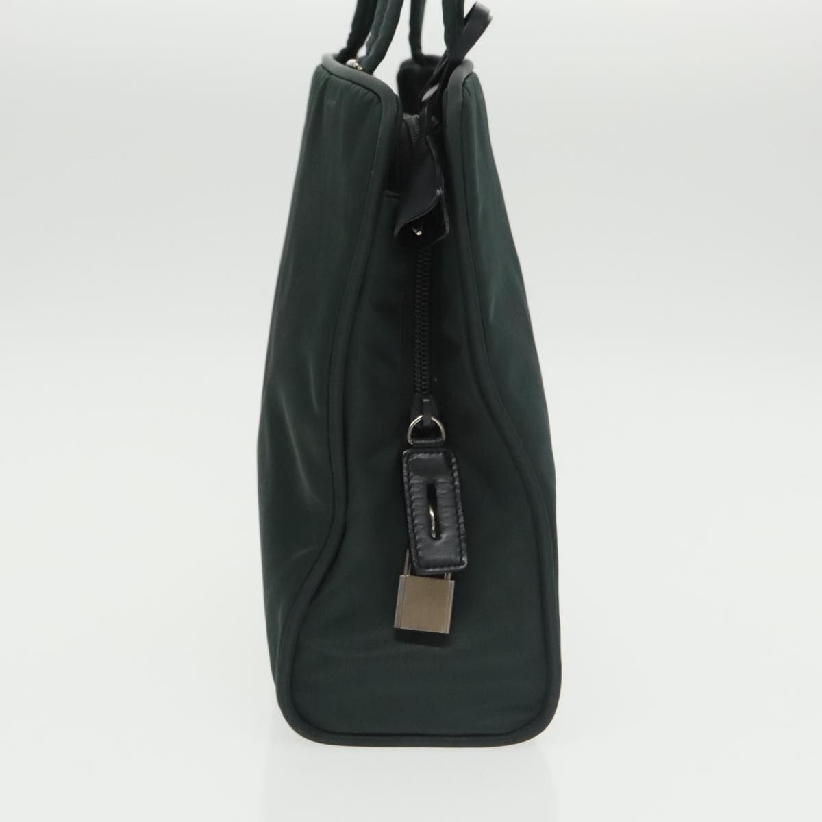 Prada Hand Bag Nylon Green Silver Auth