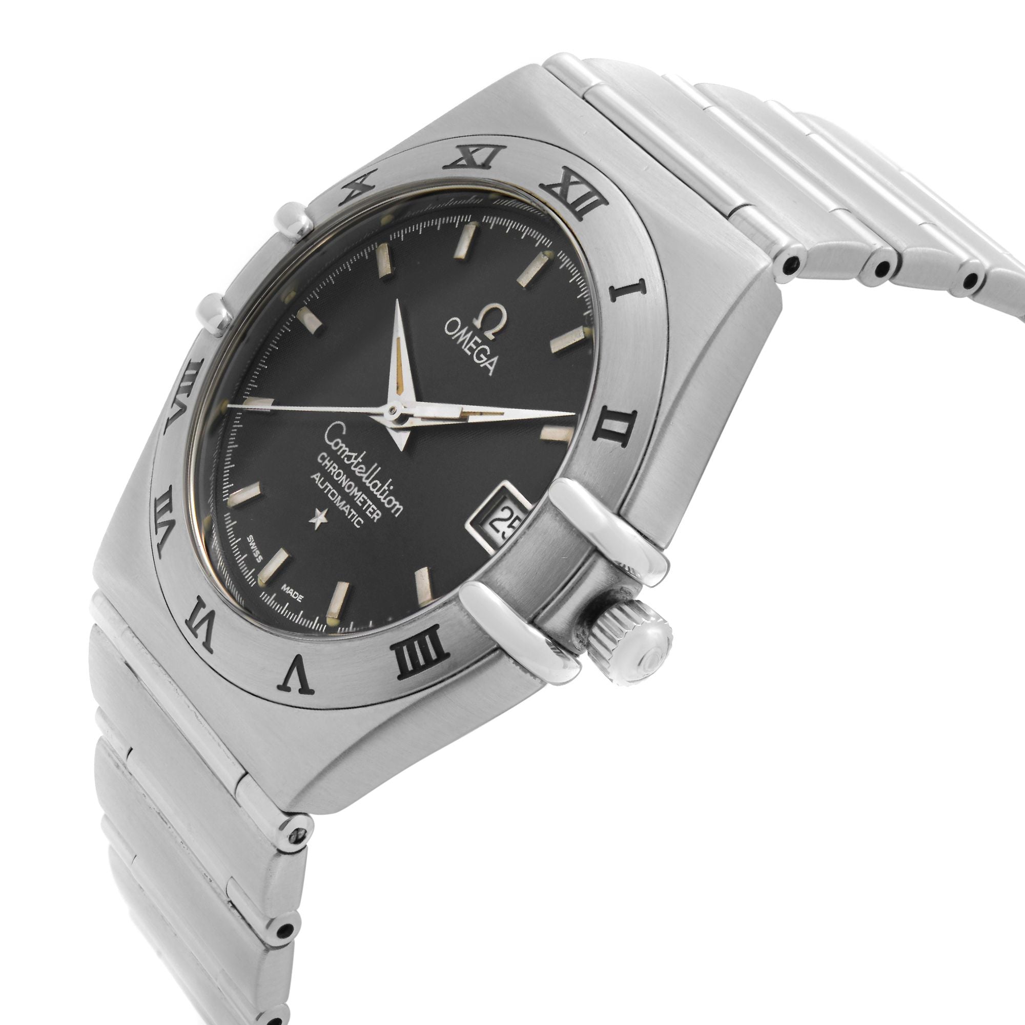 Omega Constellation Steel 35 Mm Date Dark Blue Dial Men Automatic Watch 368.1201