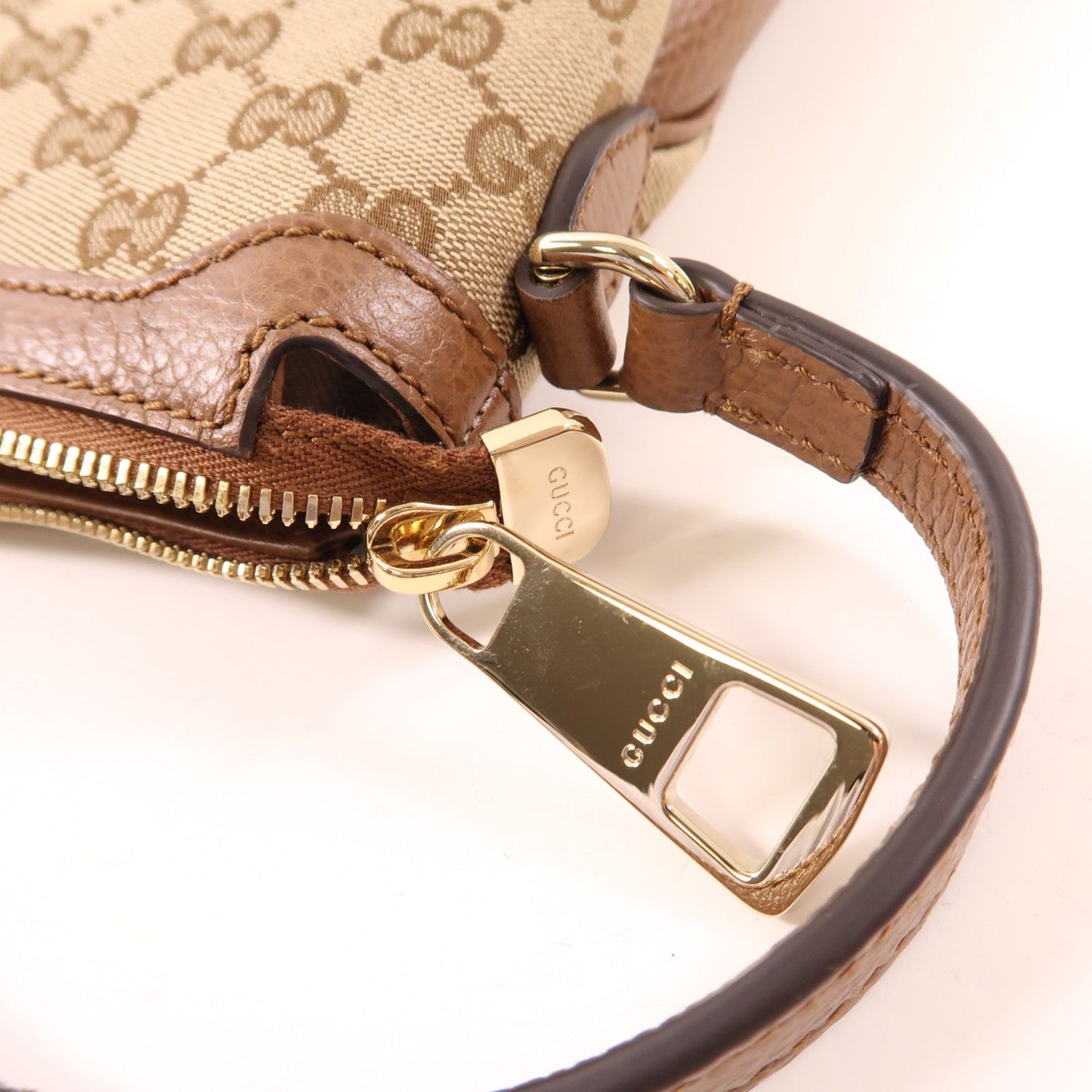 Gucci Canvas Bree Micro Hobo Gold Shoulder Bag Brown Gg Canvas 449244
