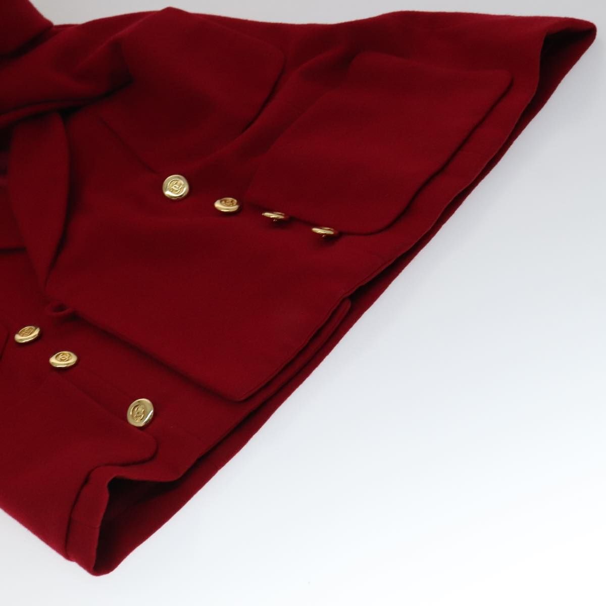 Chanel Coat Jacket Cashmere Red Cc Auth