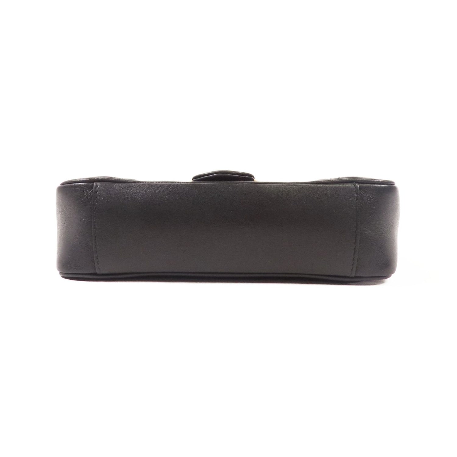 Gucci Cowhide Leather Gg Marmont Mini Golden Cross Shoulder Bag Black Calfskin (cowhide) 446744