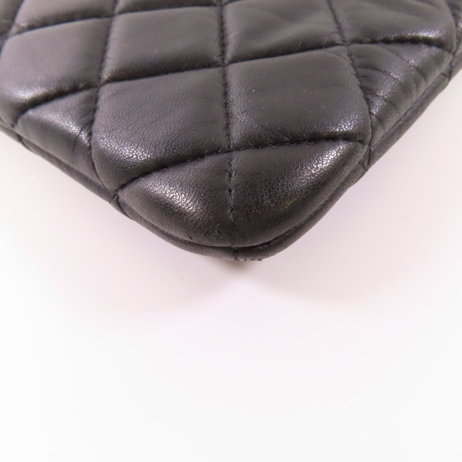Chanel Black Cowhide Leather Pouch Business Bag Clutch Bag Calfskin (cowhide)