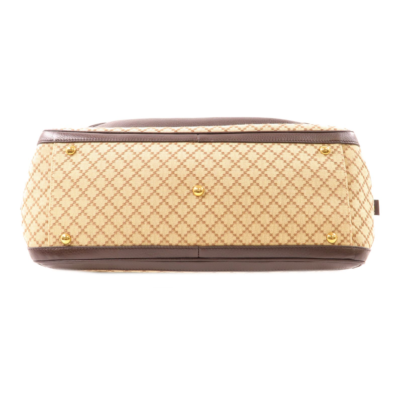 Gucci Canvas/leather Double G Boston Bag Kinsenhajitonbao/hand-turned Bag Palm Color Boston Bag Brown Canvas 2