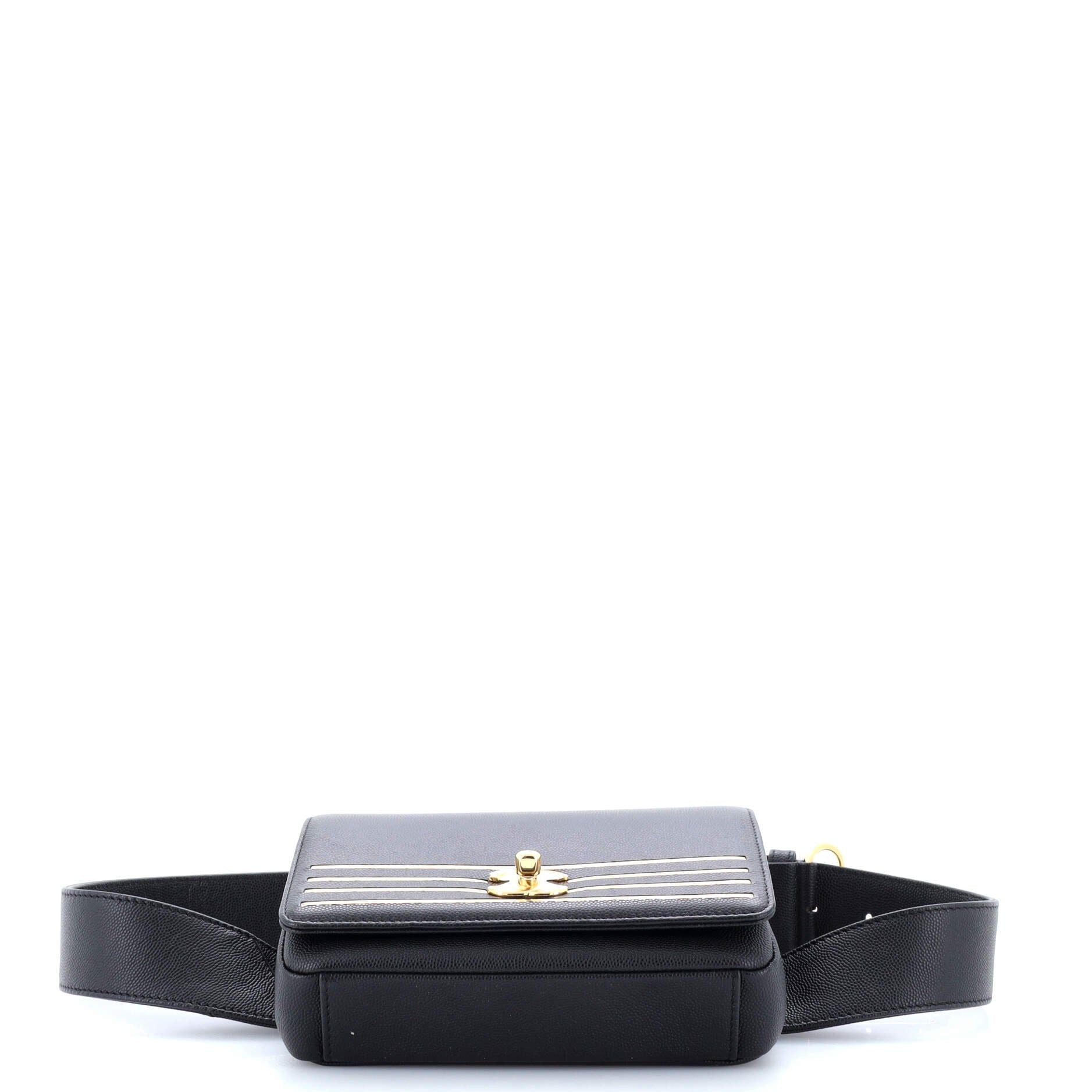Chanel Captain Gold Waist Bag Embroidered Caviar Medium