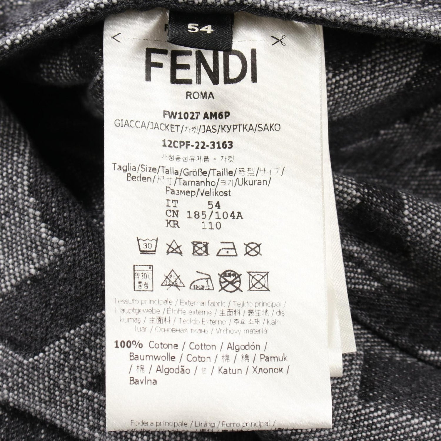 Fendi Marc Jacobs Denim Jacket Fw 1027 Am 6p Cotton Gray Mens 54