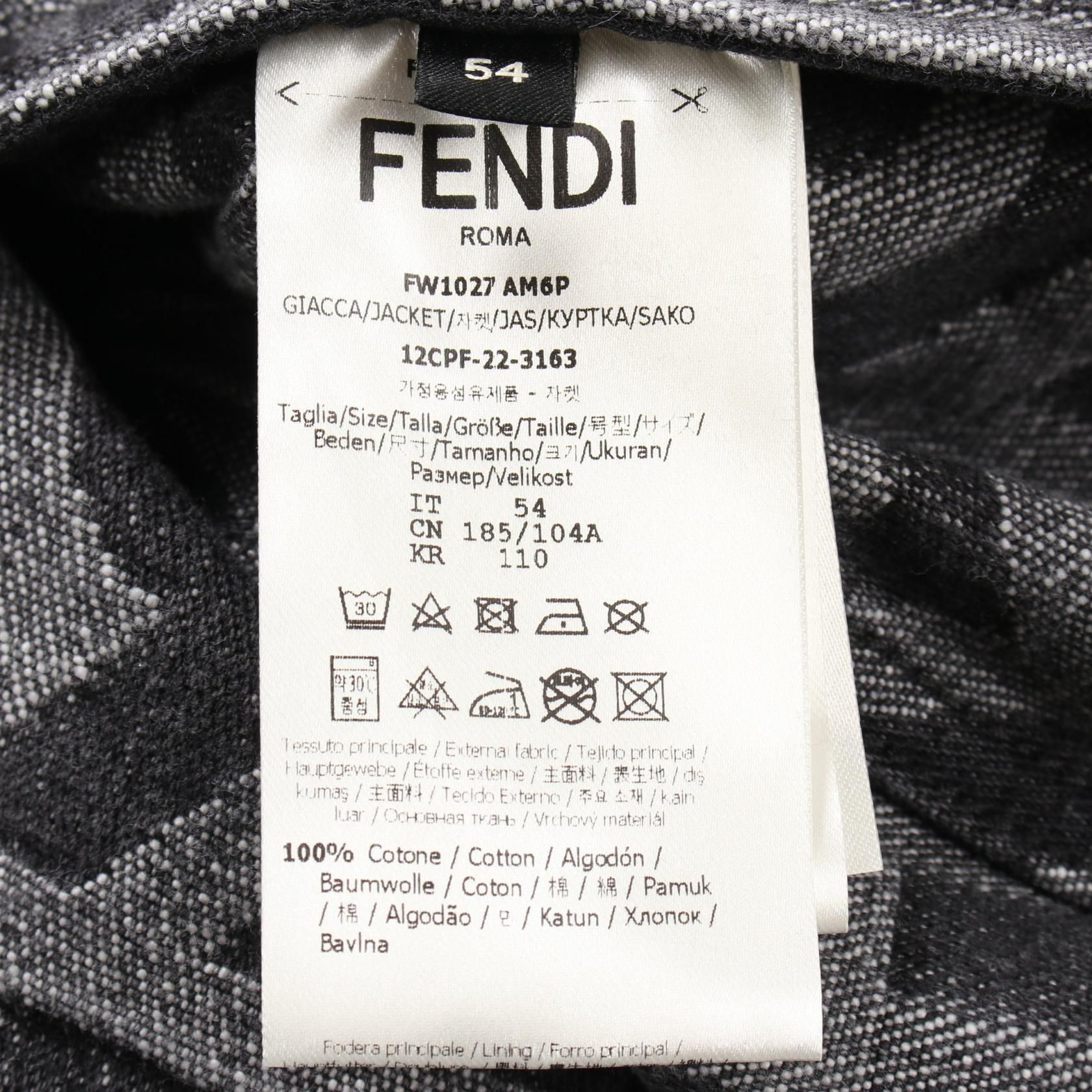 Fendi Marc Jacobs Denim Jacket Fw 1027 Am 6p Cotton Gray Mens 54