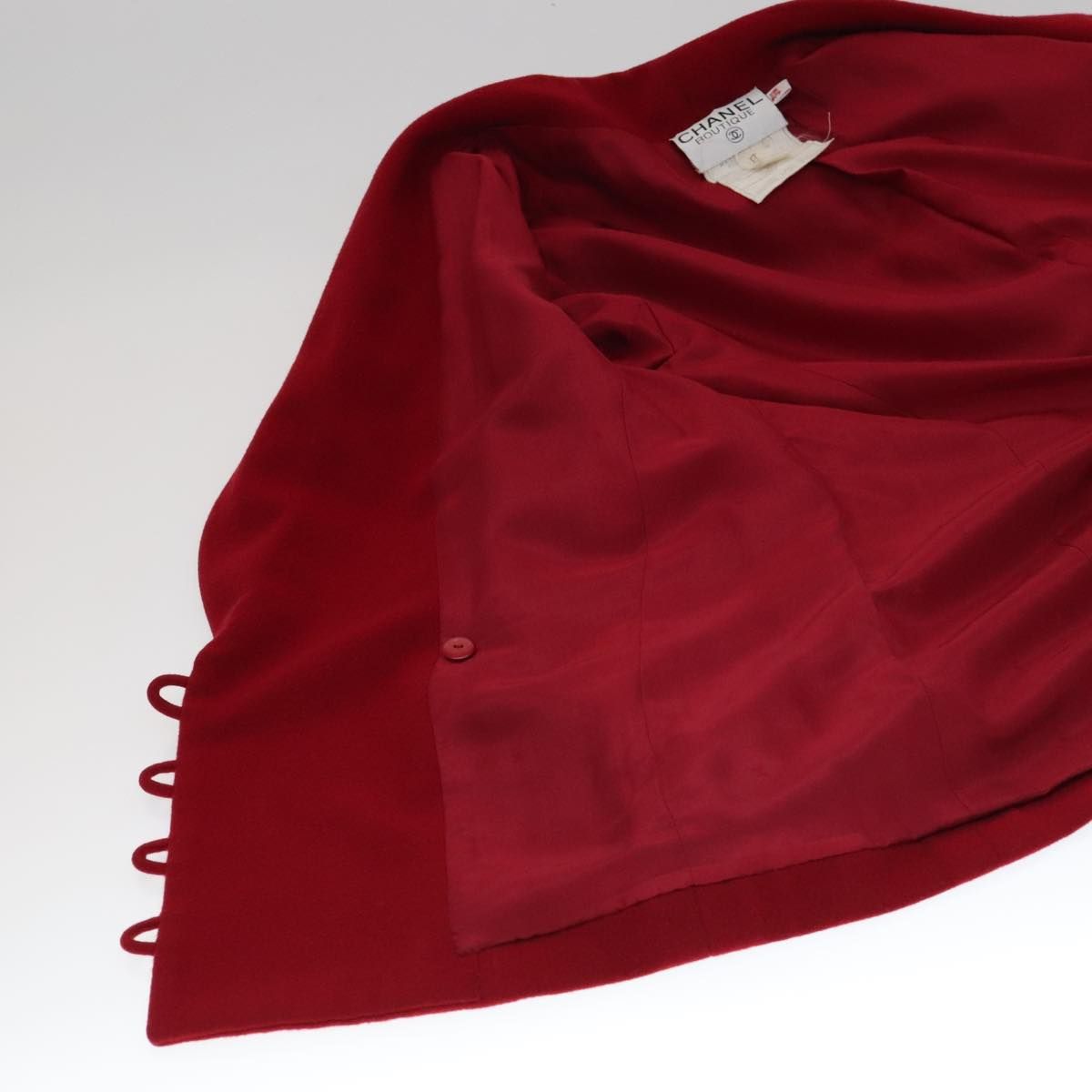 Chanel Coat Jacket Cashmere Red Cc Auth