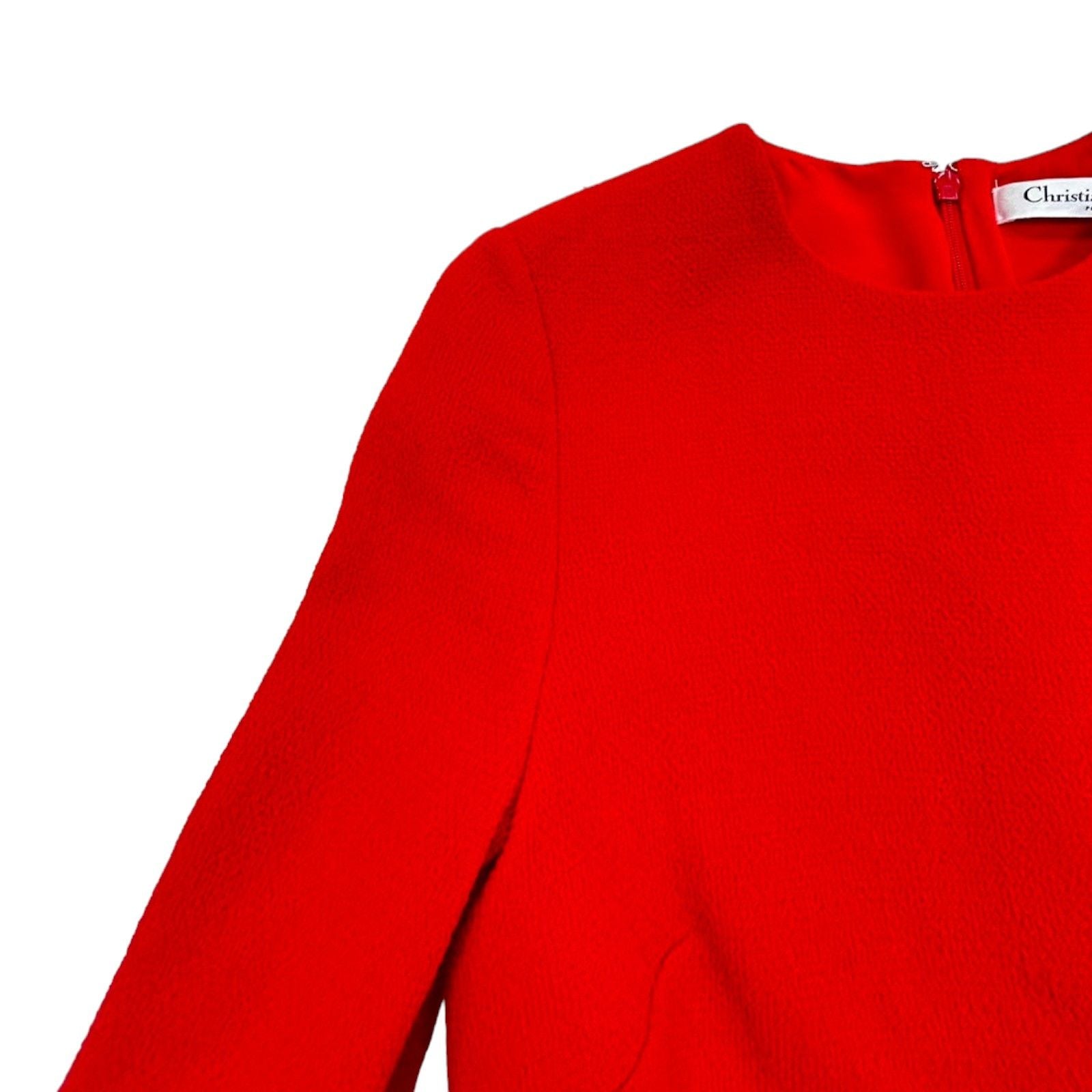 Dior One Piece Dress Silk Wool Red 34