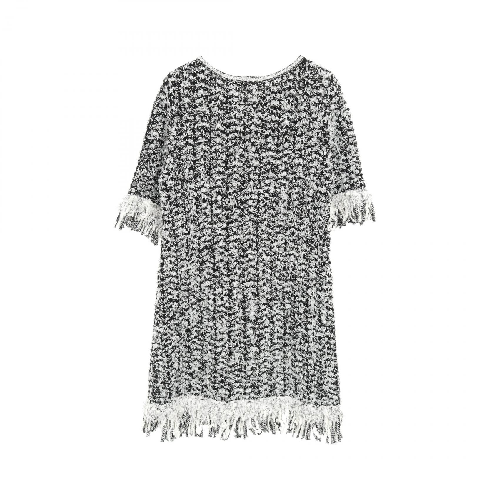 Chanel Black White Dress Cotton Silk P 58967k 07720