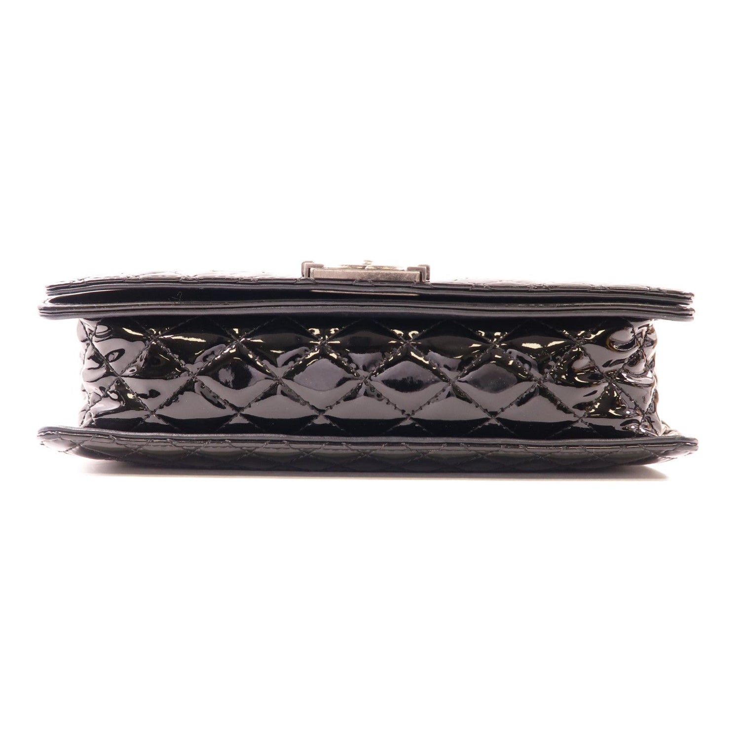 Chanel Black Lacquered Boy 11 Crossbody Bag Patent Leather