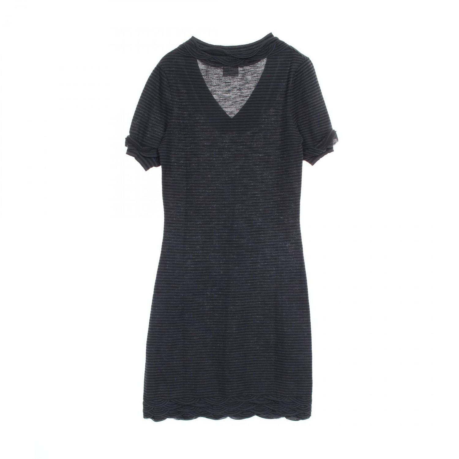 Chanel Black Gray Dress Rayon P 41415k 03035