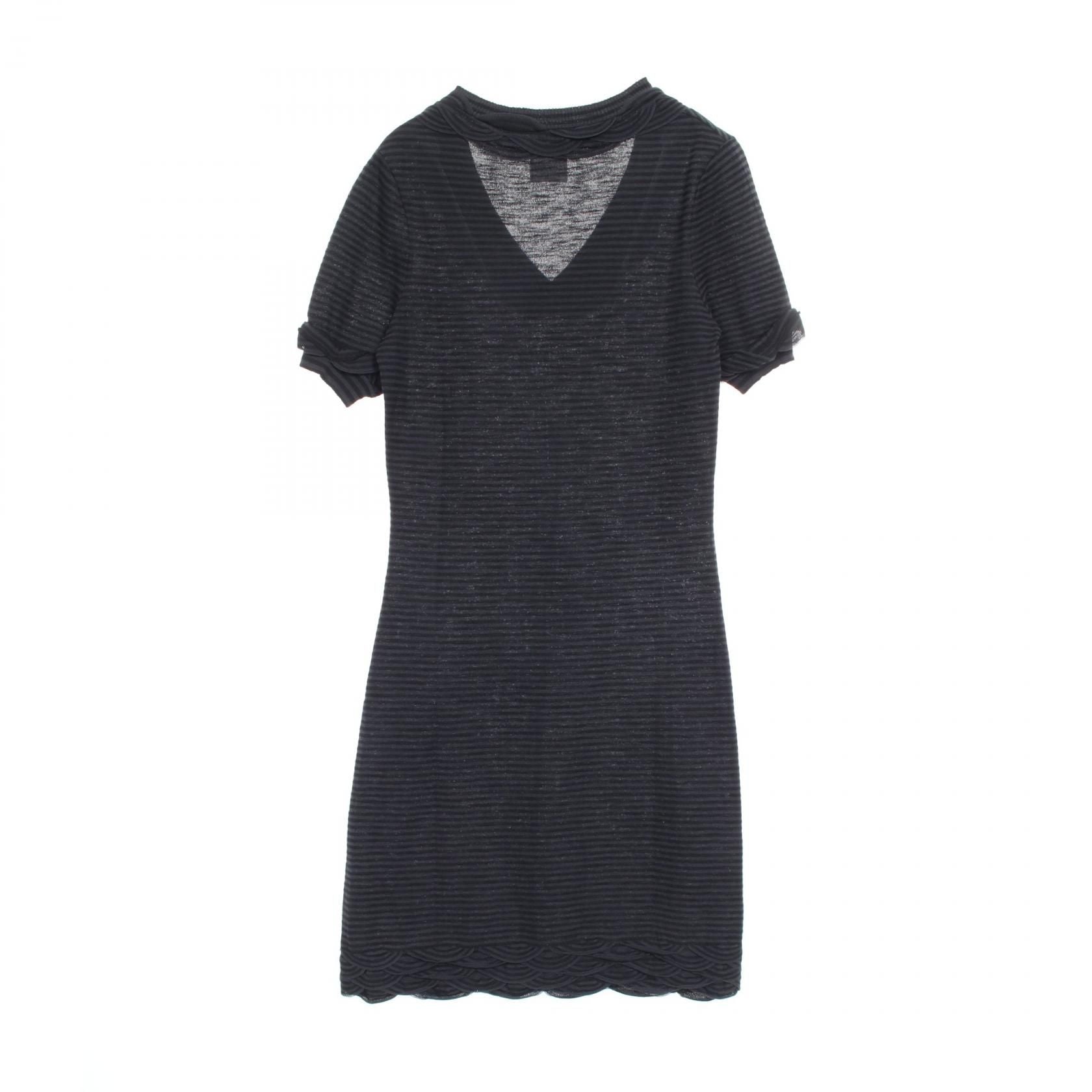 Chanel Black Gray Dress Rayon P 41415k 03035