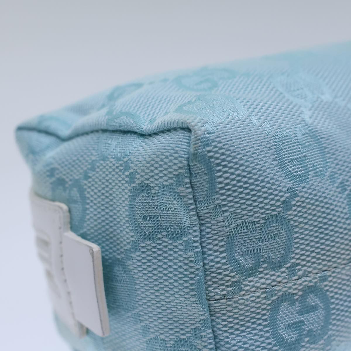 Gucci Gg Canvas Pouch Light Blue 039 1118 Auth