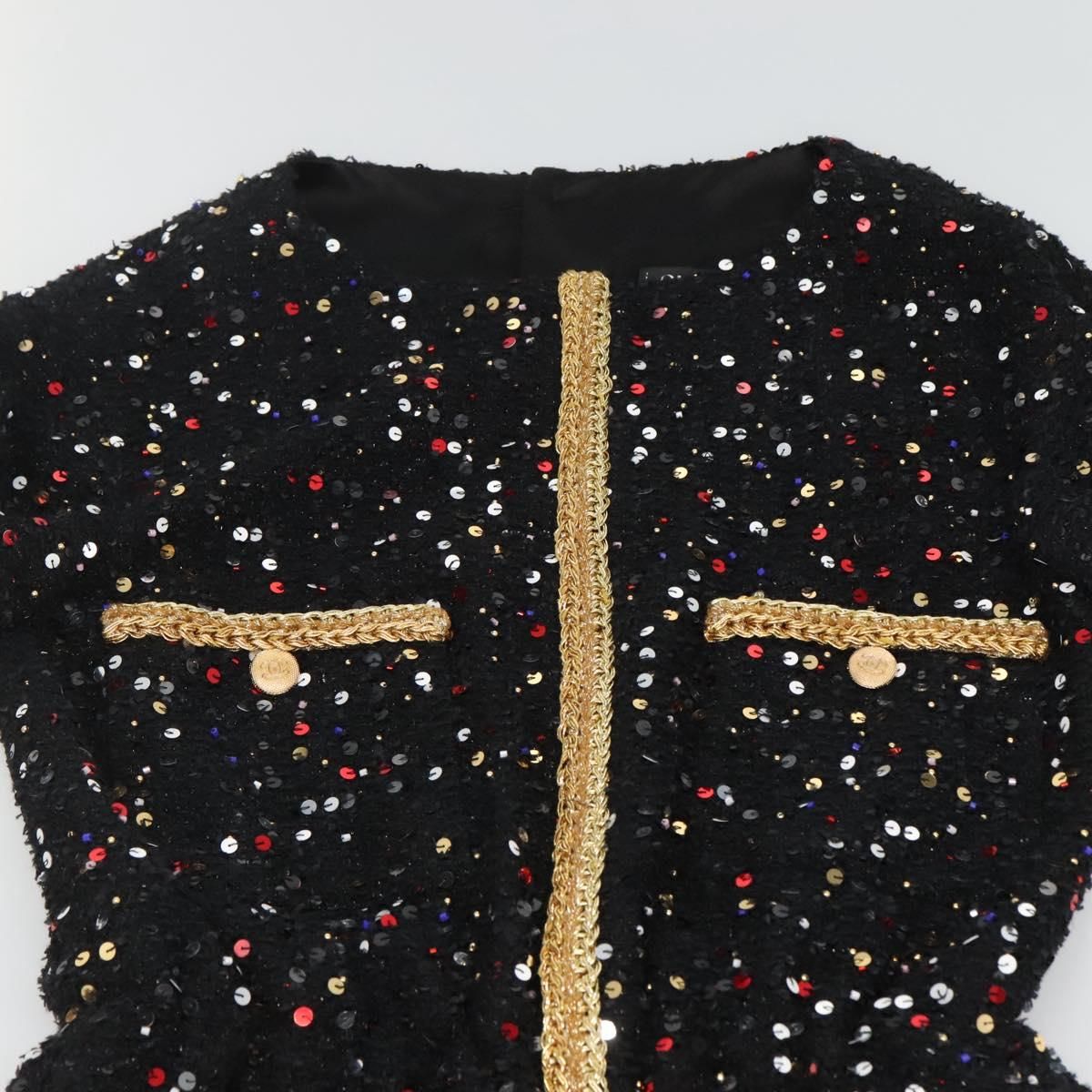Chanel One Piece Shirt Tweed Black Cc Auth