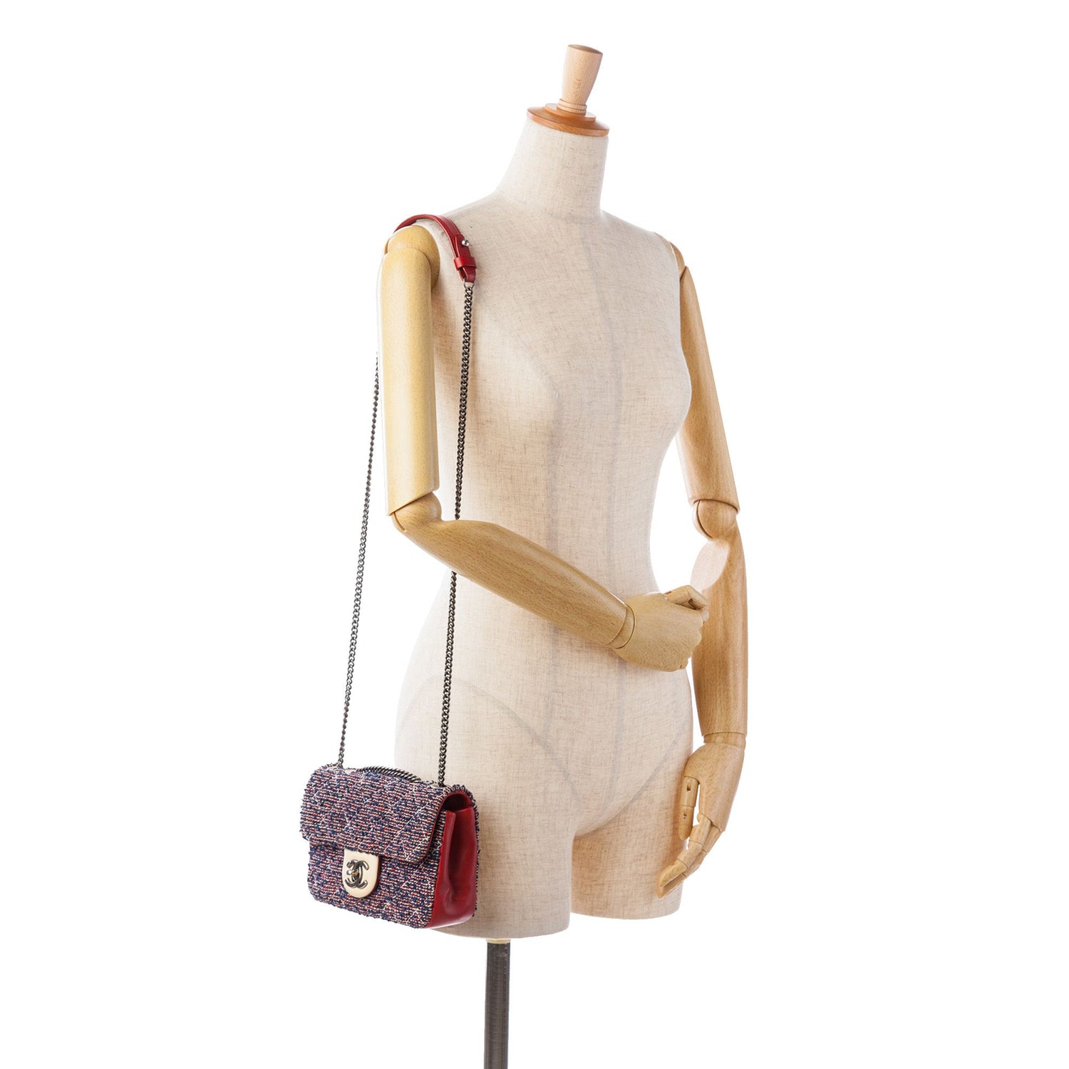 Chanel CC Quilted Tweed Single Flap Blue