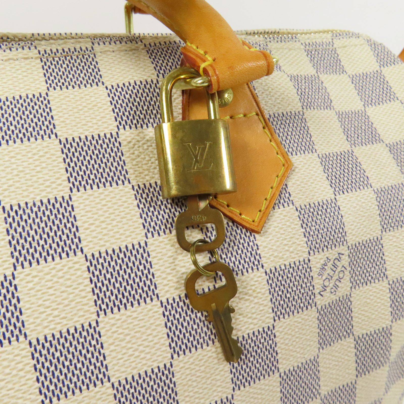 Louis Vuitton Speedy 30 Gold Handmade Bag White Handbag