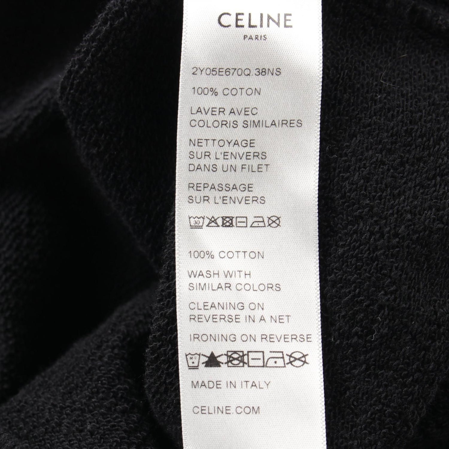 Celine Hoodie Sweats Shirts 2y 05e 670q Cotton Black Mens Logo Xs