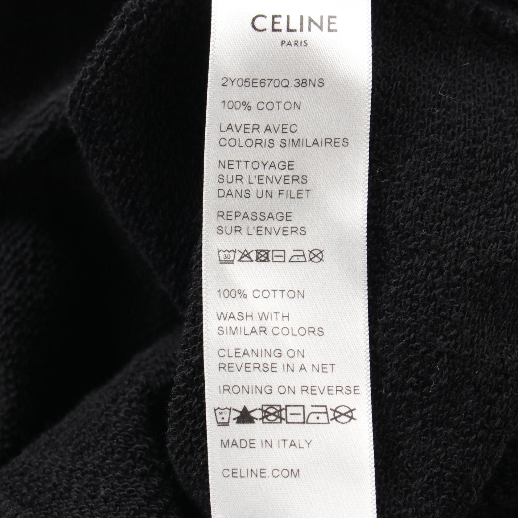 Celine Hoodie Sweats Shirts 2y 05e 670q Cotton Black Mens Logo Xs