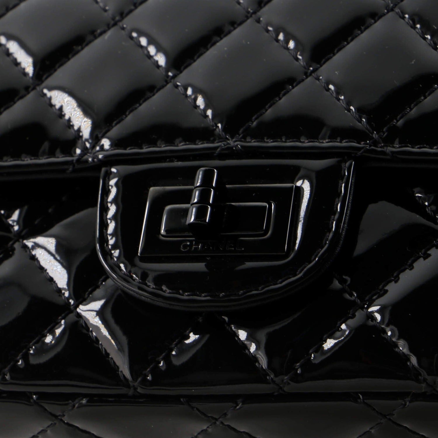 Chanel So Black Reissue 2.55 Flap Bag Quilted Patent Mini