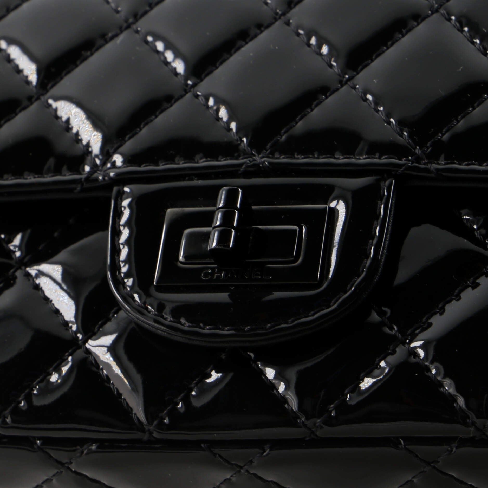 Chanel So Black Reissue 2.55 Flap Bag Quilted Patent Mini