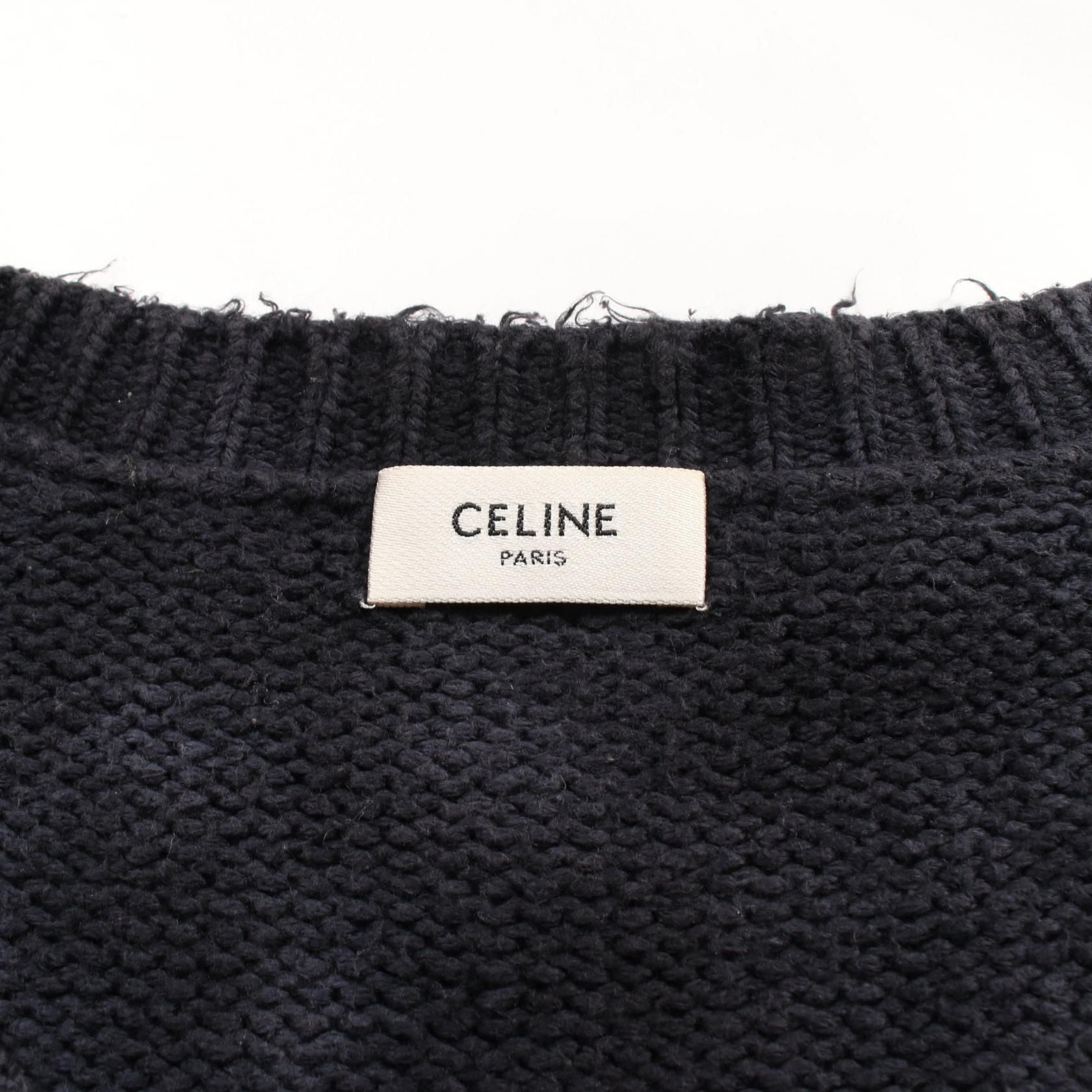 Celine Knitwear Sweater M 2a 90k 727m Cotton Black Multicolor