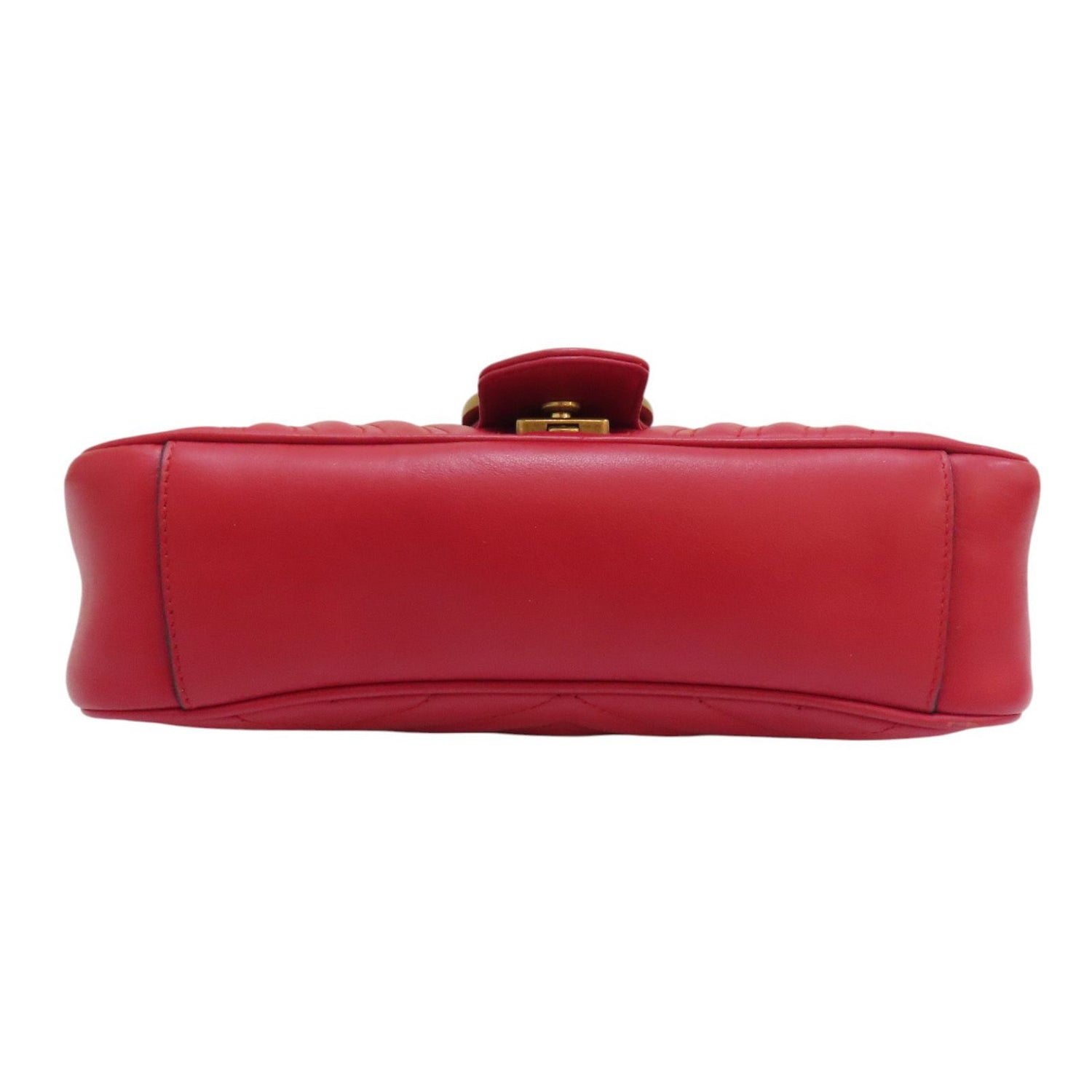 Gucci Small Gg Marmont Shoulder Bag Red Matelasse Chevron Leather 443497