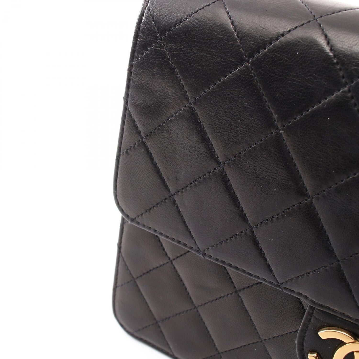 Chanel Black Matelasse Shoulder Bag Lambskin (sheep Leather)