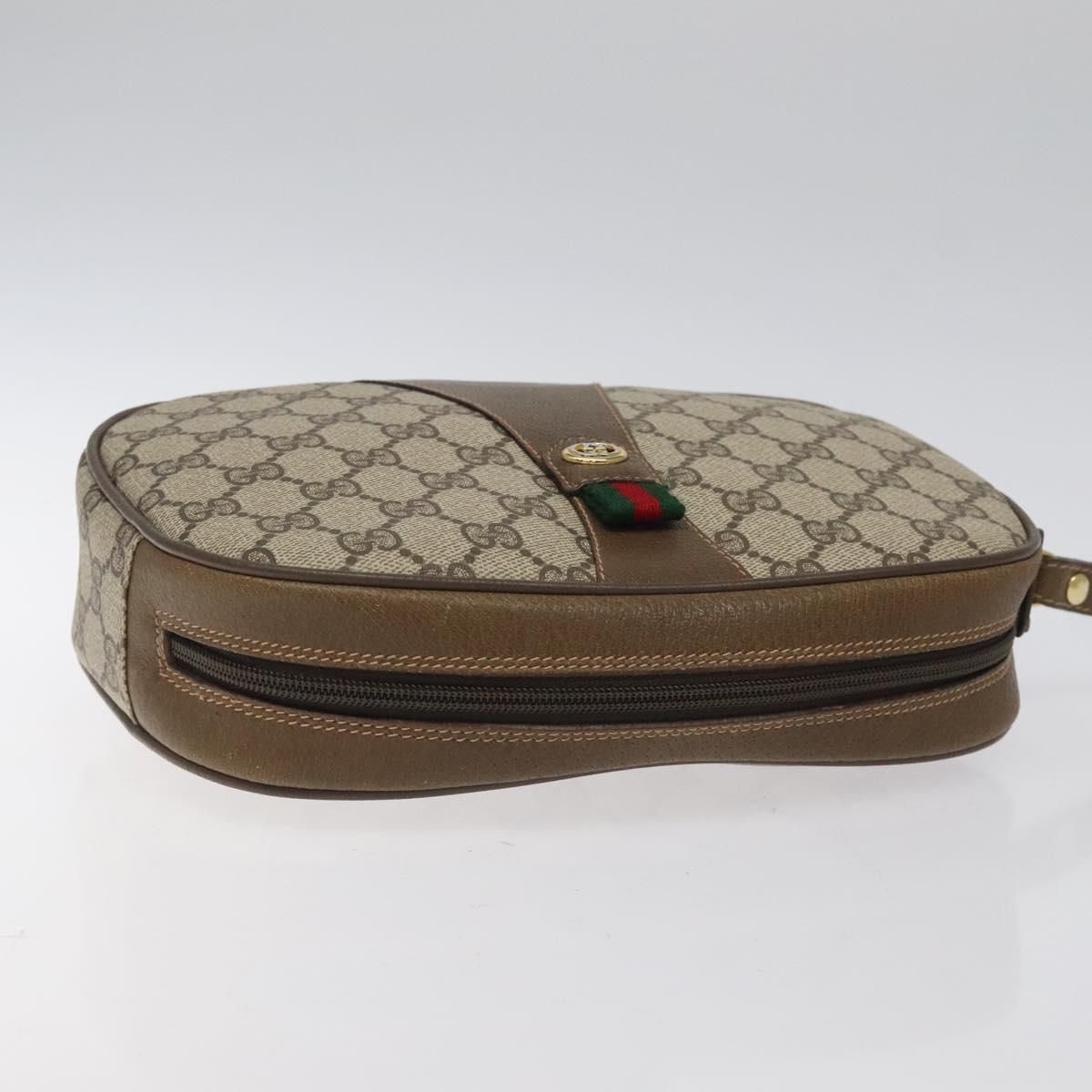 Gucci Gg Supreme Web Sherry Line Clutch Bag Pvc Beige Gold 89 01 034 Auth