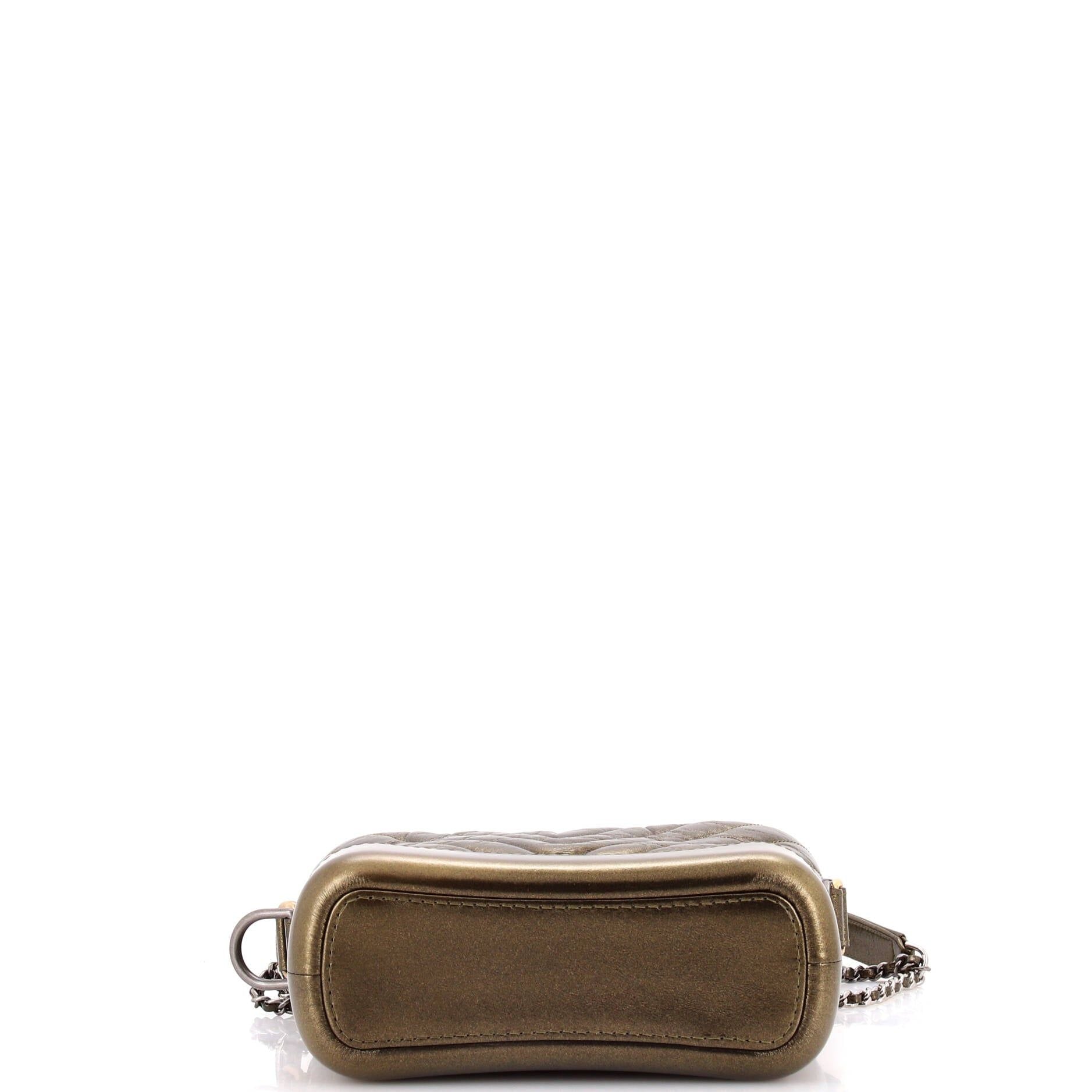 Chanel Gabrielle Hobo Chevron Metallic Aged Calfskin Small