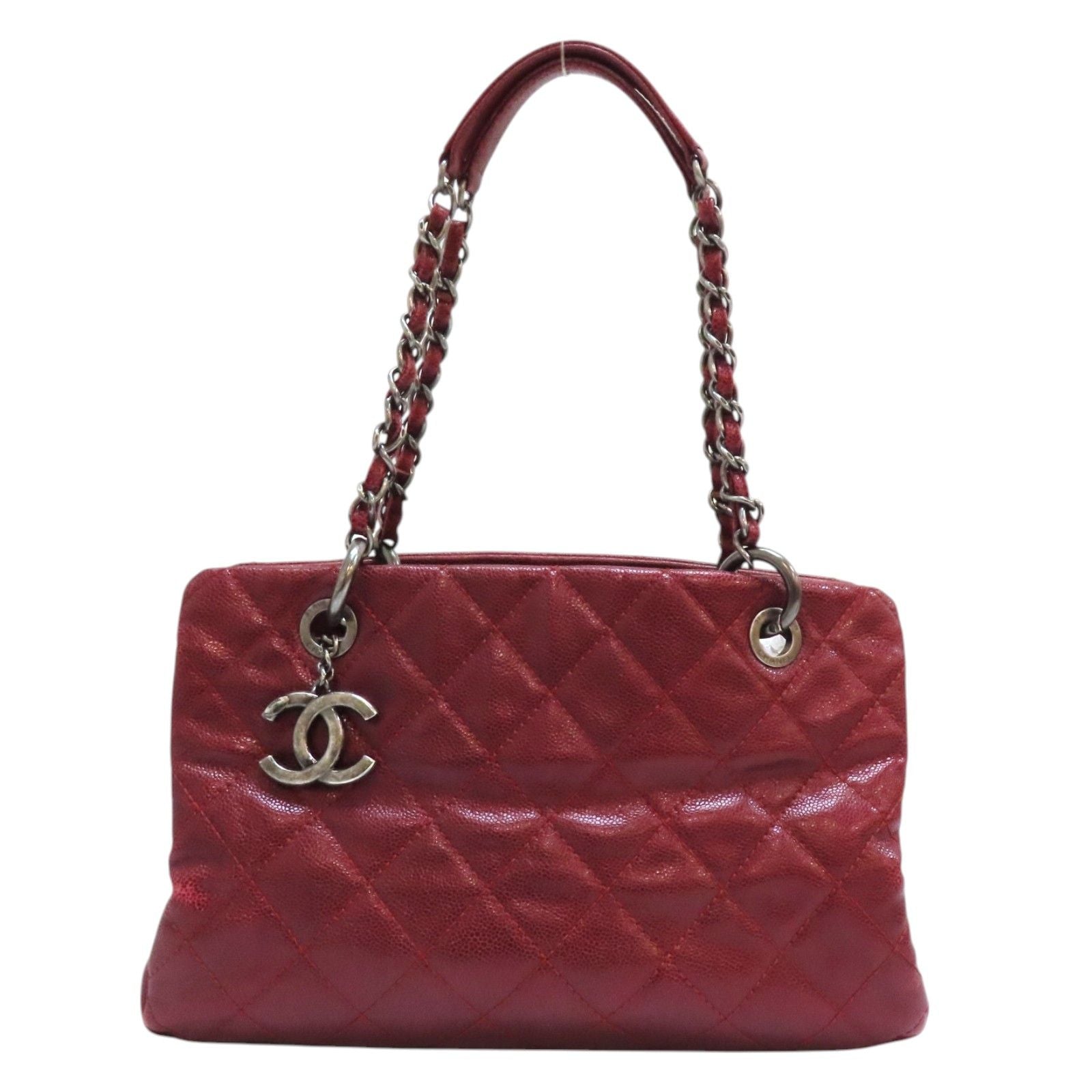Chanel Matelasse Chain Shoulder Bag Calfskin Red