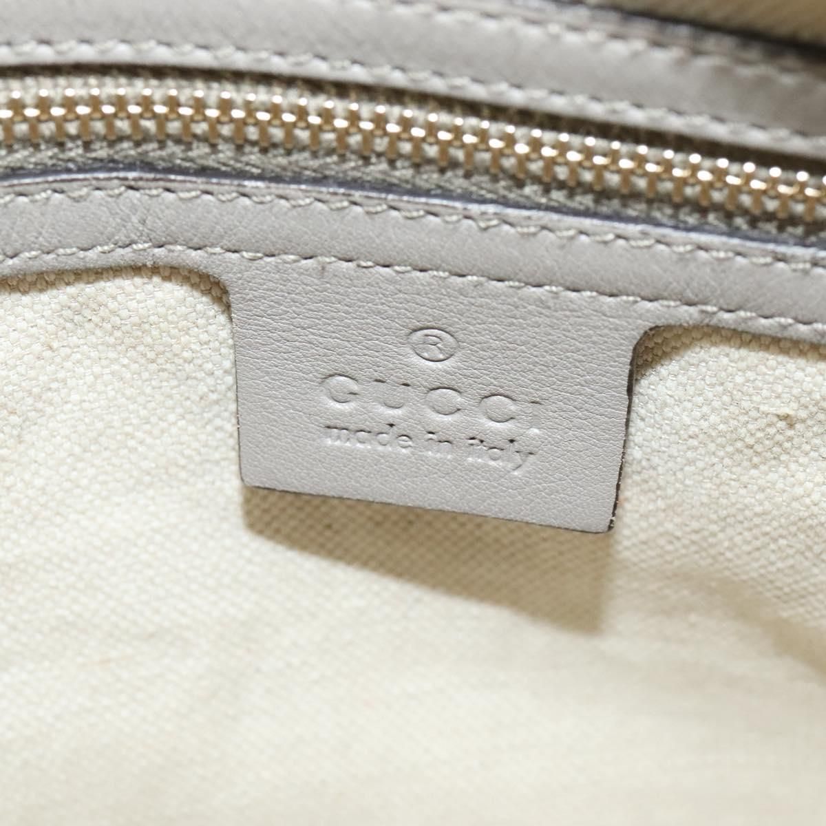 Gucci Gg Canvas Guccissima Hand Bag Leather Gray Gold 353121 Auth
