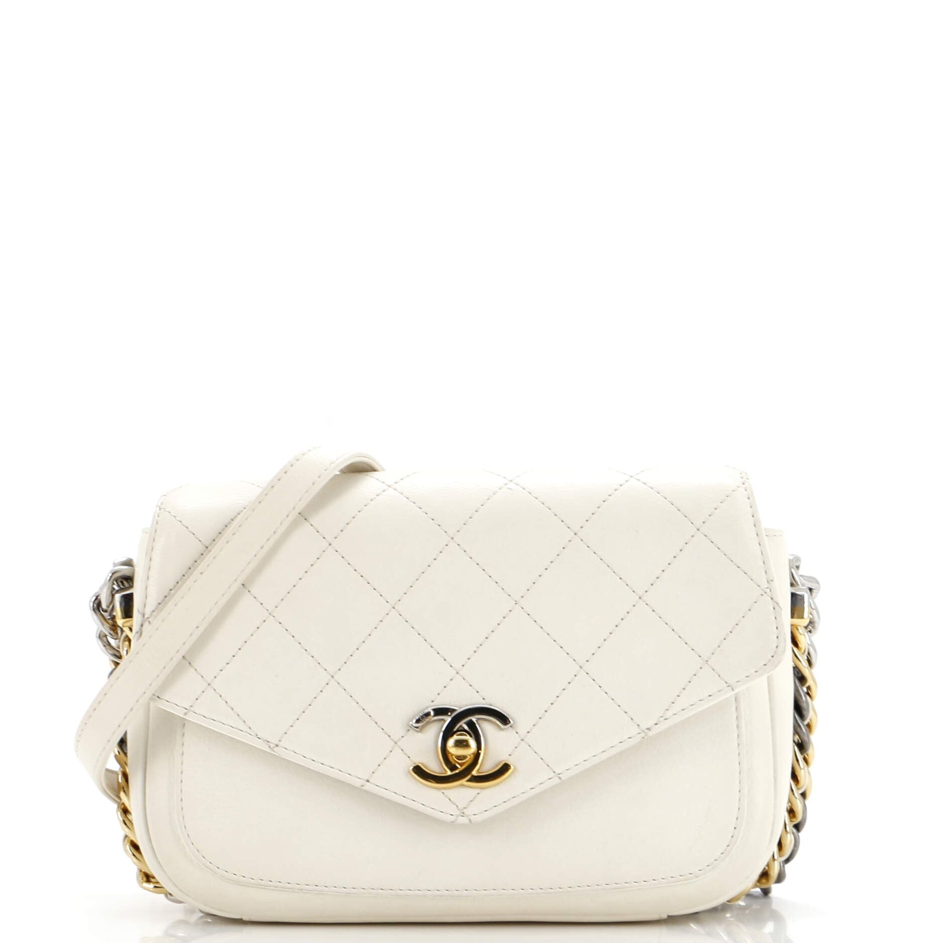 Chanel Two Tone Envelope Flap Bag Quilted Calfskin Medium
