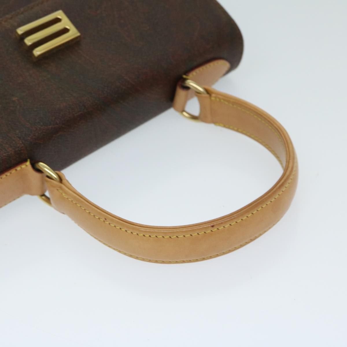 Etro Hand Bag Pvc Leather 2way Brown Auth