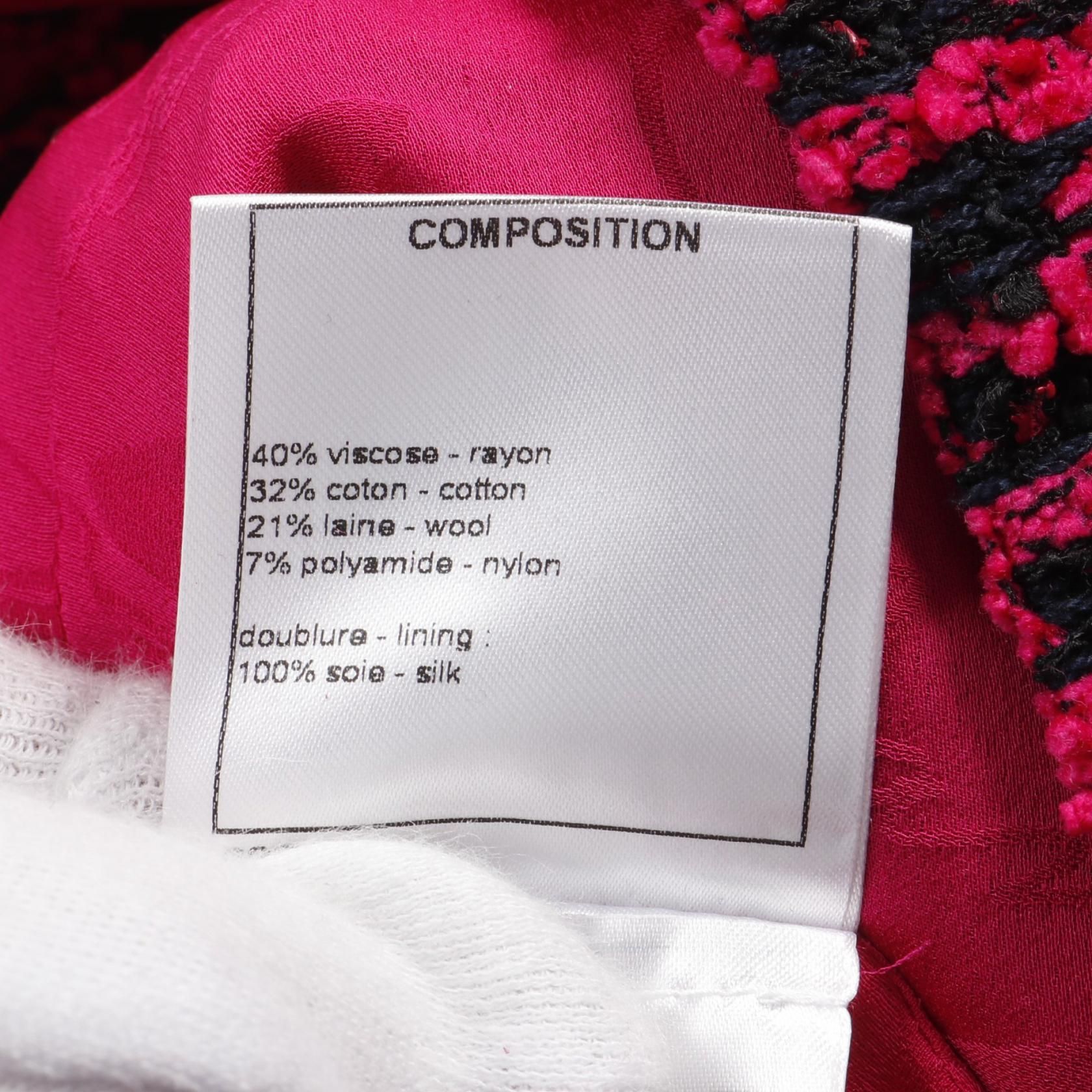Chanel Pink Black Dress Rayon Cotton Wool P 55184v 41404