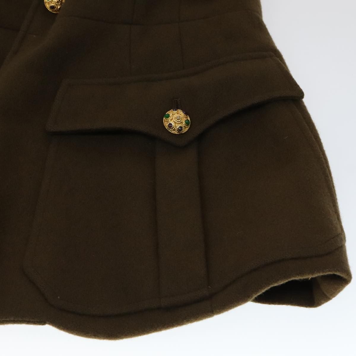 Chanel Jacket Wool Brown Cc Auth
