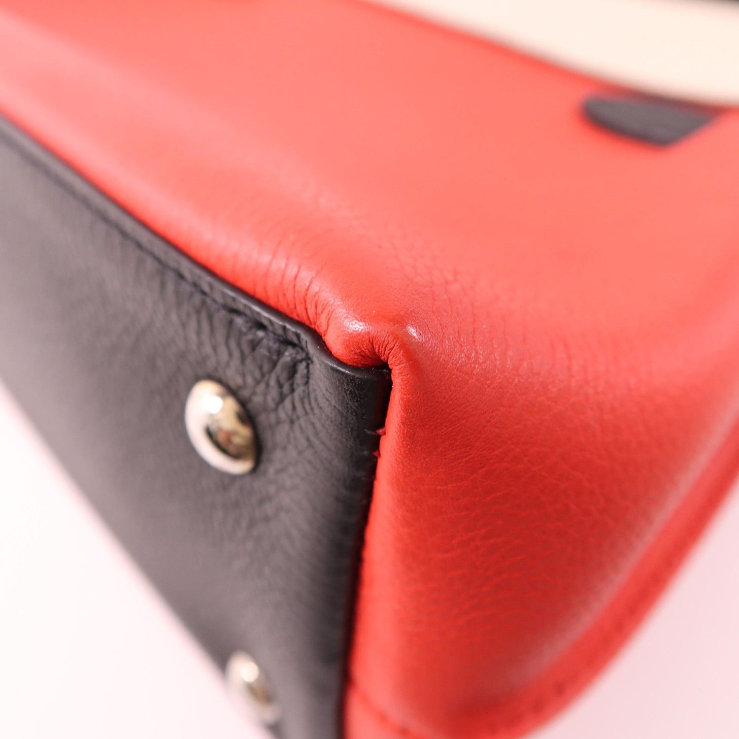 Louis Vuitton Cowhide Leather Lockme Ever Bb Hand-turn Shoulder Bag White Red Black/red/white 2way Shoulder Bag M 53950