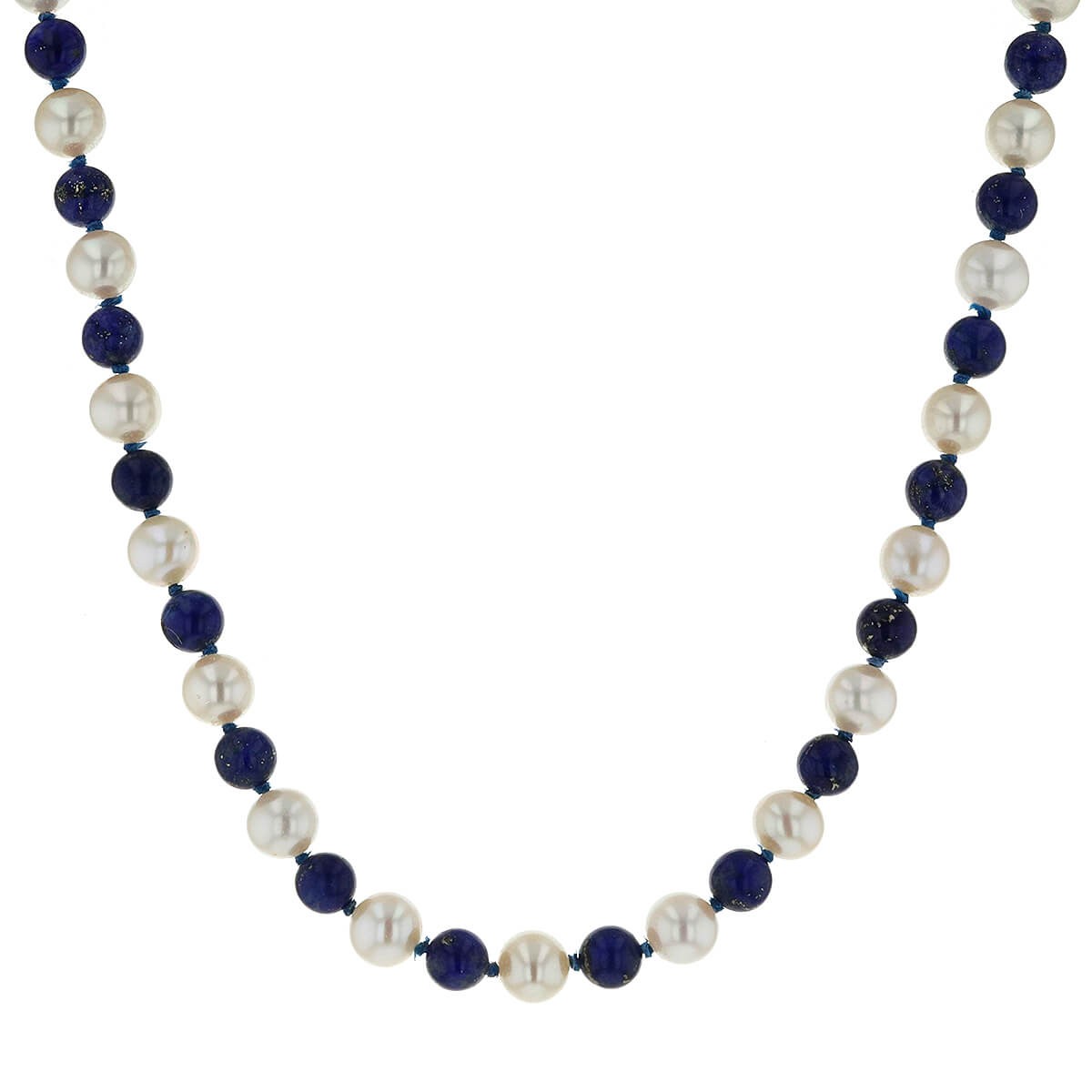Lapis lazuli, pearls and gold necklace