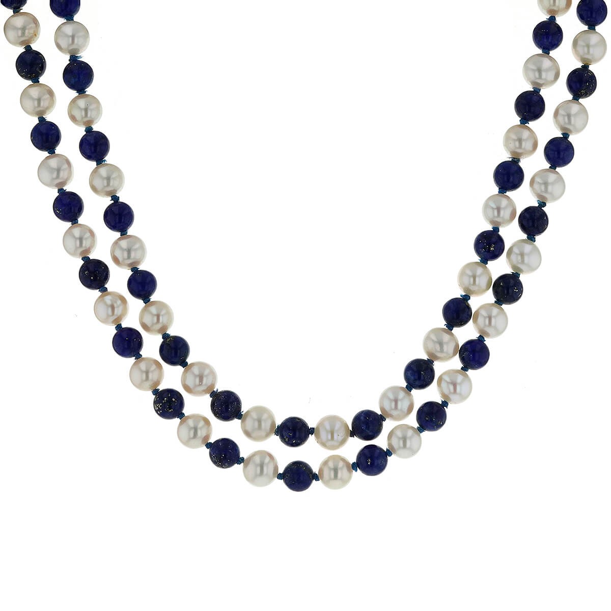 Lapis lazuli, pearls and gold necklace
