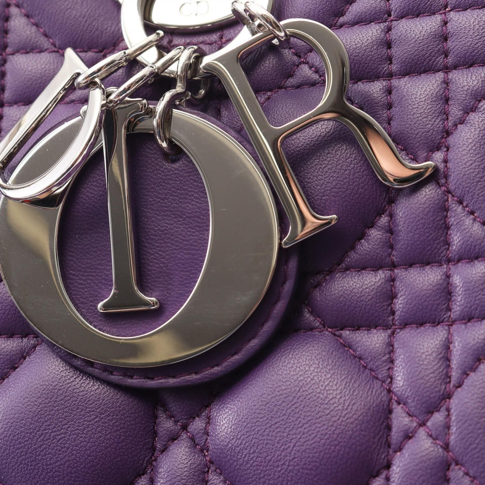 Dior Lady Dior Christian Dior Handbag Purple Leather Cal 44551