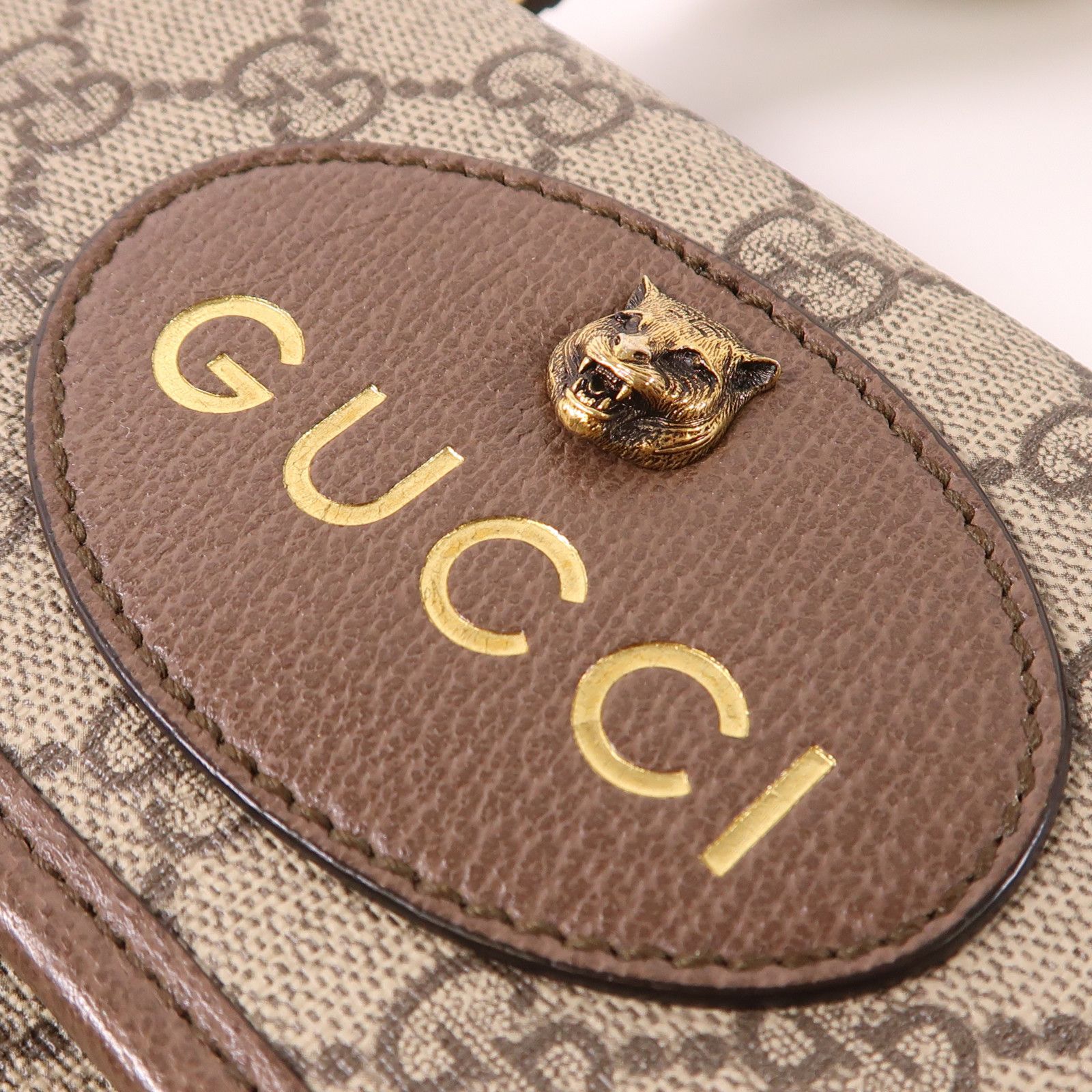 Gucci Painted Canvas Neo Vintage Small Gold Shoulder Bag Brown Pvc Coated Canvas 501050