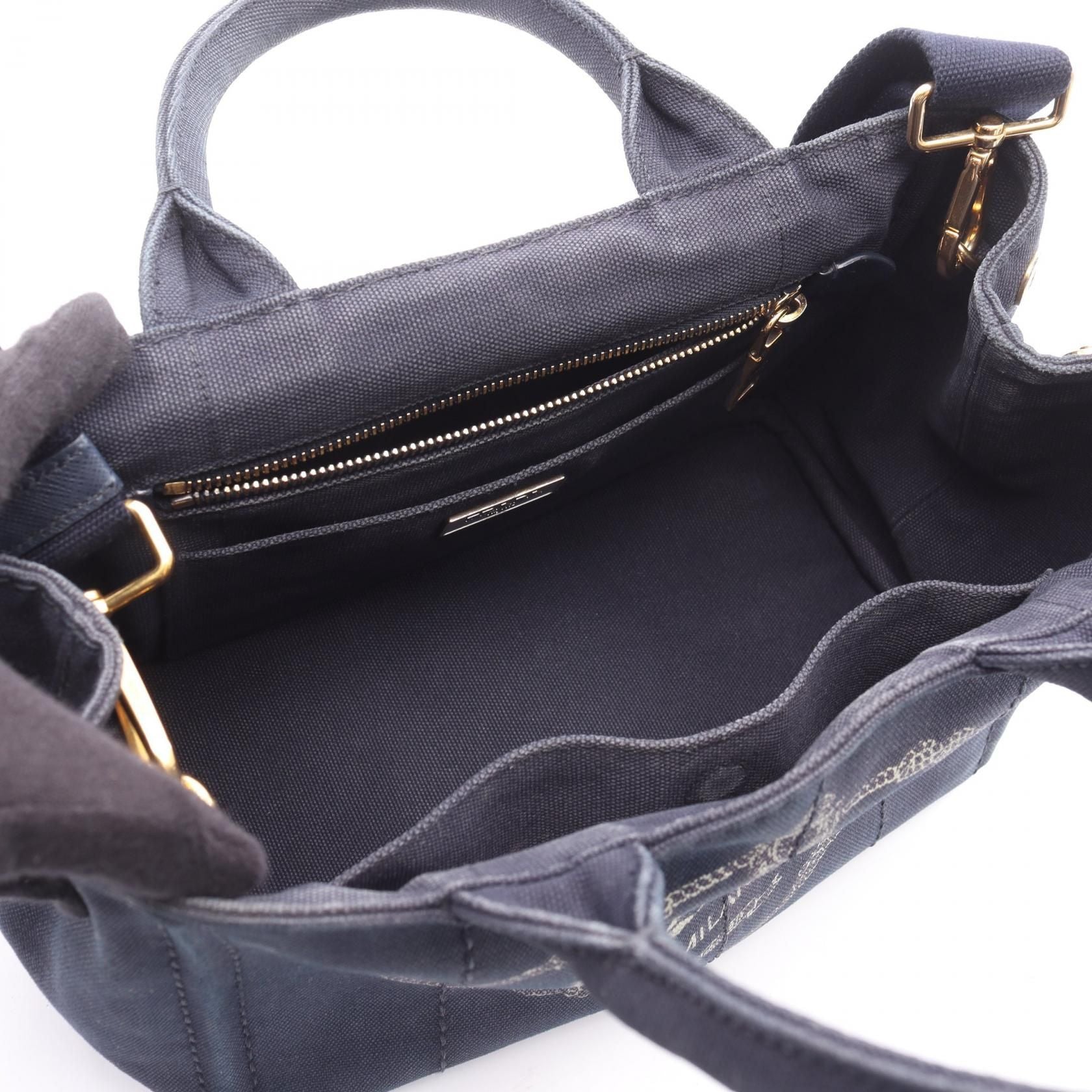 Prada Canapa Canapa Tote Bag Navy Canvas 1bg 439
