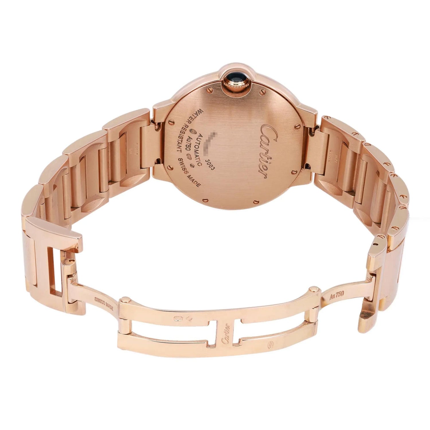 Cartier Ballon Bleu 36mm 18K Rose Gold Diamond Silver Dial Ladies Watch WE902026